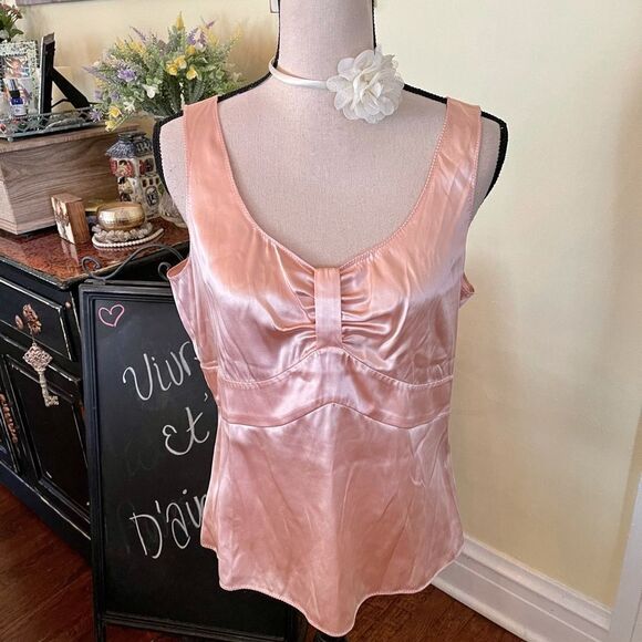 TRIBAL EUC Sz 8 Classic Silk Spandex Peachy Pink top - Picture 1 of 9
